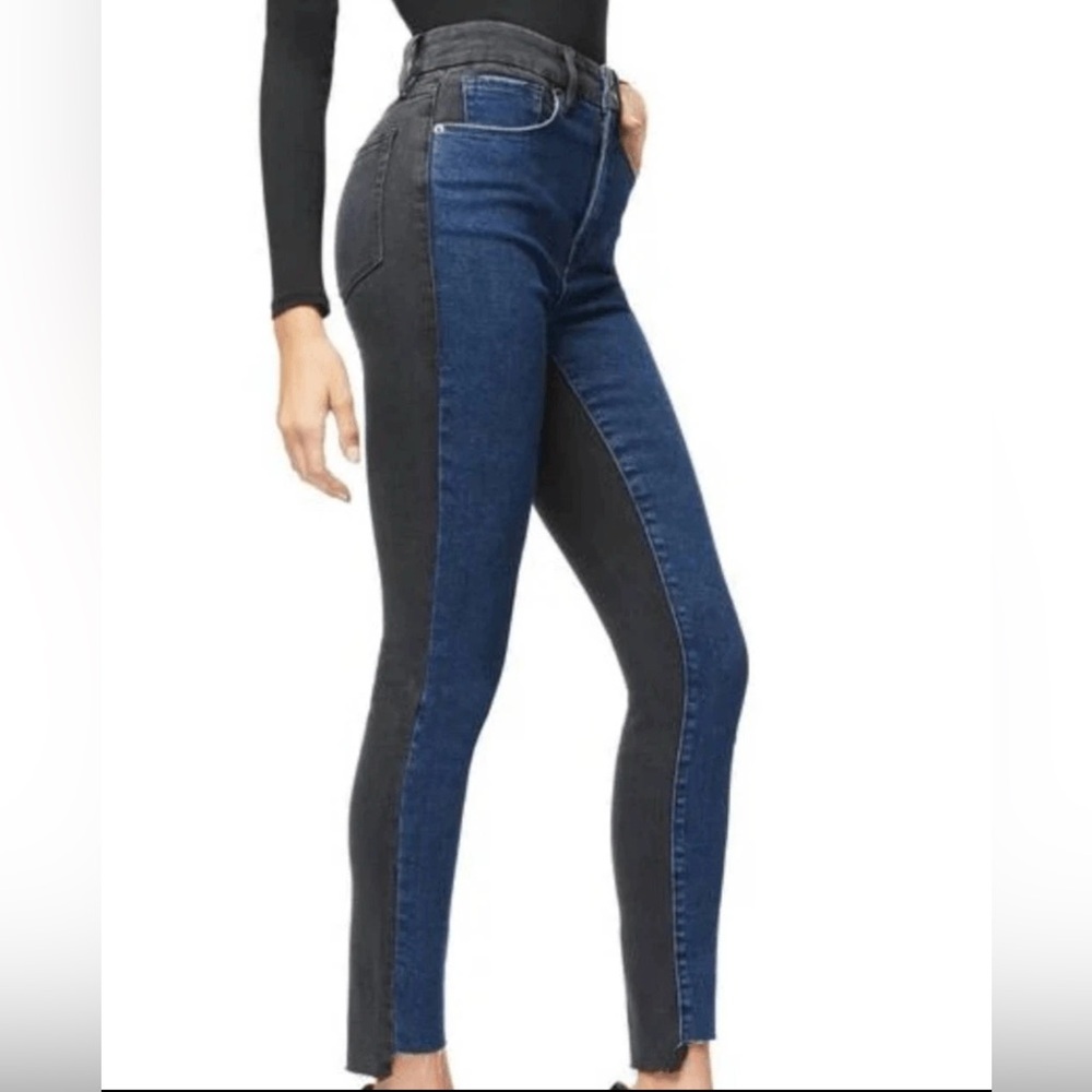 Good American Good Waist Two-Tone High-Waisted Skinny Jeans
Size 0